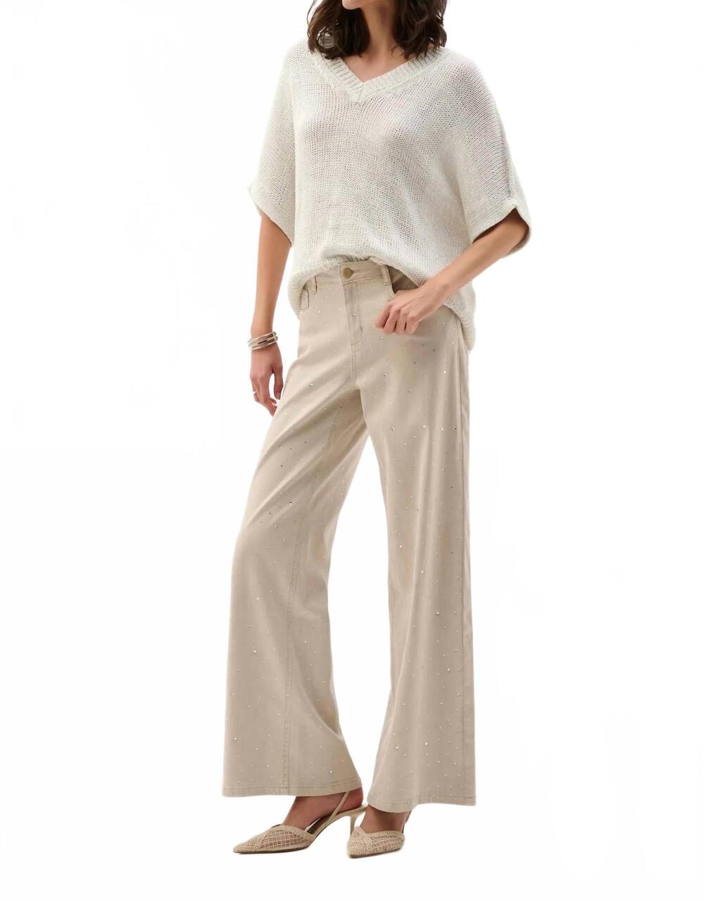 NEW JOSEPH RIBKOFF viscose and lurex sweater knit tunic in vanilla